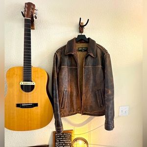 Genuine Leather Vintage Indiana Jacket, Eddie Bauer, Size Medium